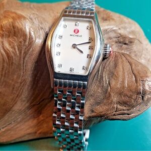 Michele Silver Timepiece with Crystal Markers